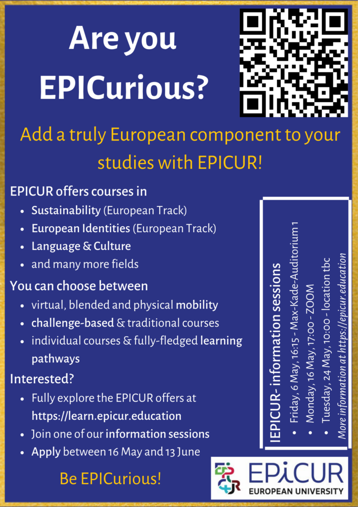 Infografika przedstawia koncepcję oferty edukacyjnej EPICUR na rok akademicki 2022/2023. Oferujemy kursy w ramach przedmiotów Liberal Arts and Sciences oraz kursy językowe.